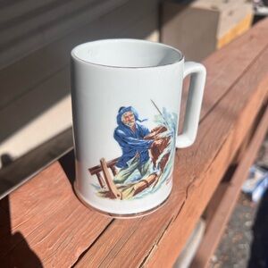 Vintage Norman Rockwell Ceramic Mug “Braving the Storm” 1985